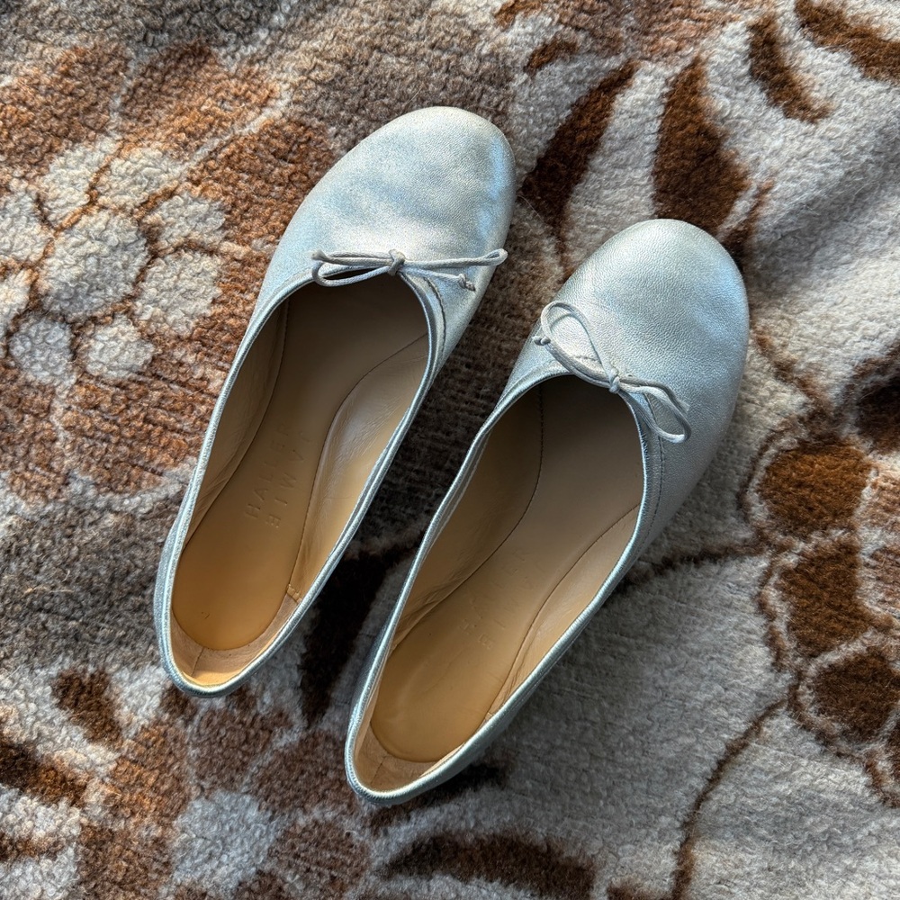 Jamie Halle Silver Ballet Flats
